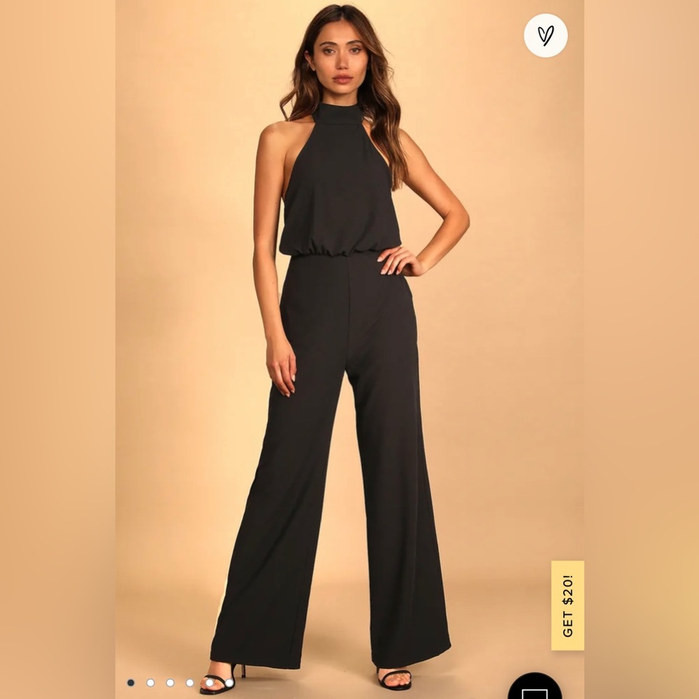 LuLus Moment for Life Black Halter Jumpsuit